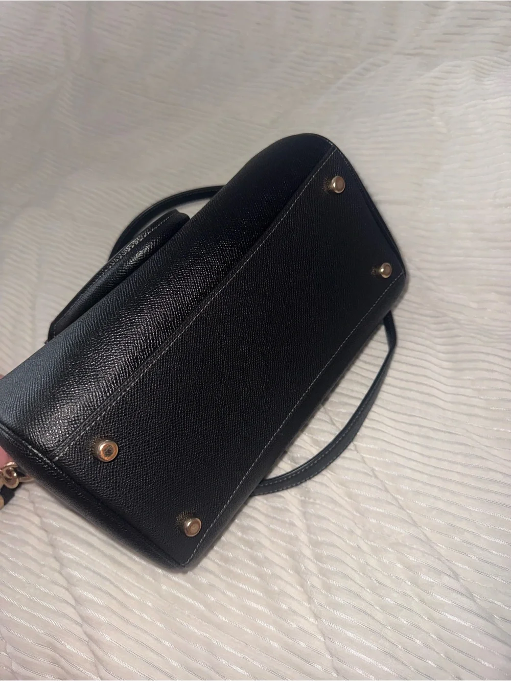 Coach Black Pebbled Leather Rowan Satchel with Crossbody Strap